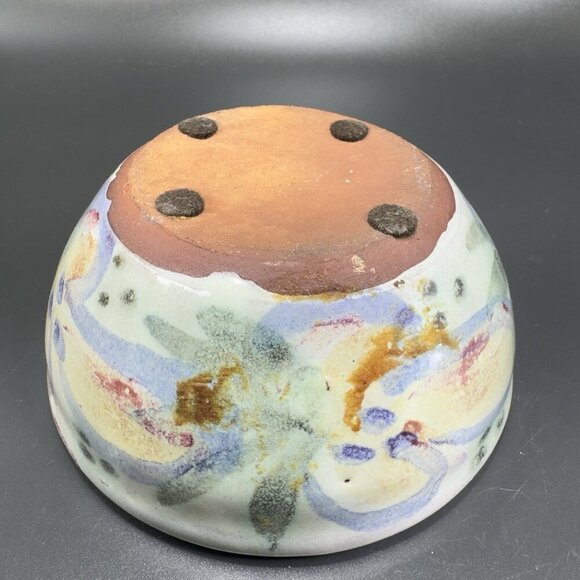 Vintage Hand Made RedWare Pottery Round Dish Bowl Hand Decorated Bowl Dish VTG - Picture 6 of 12